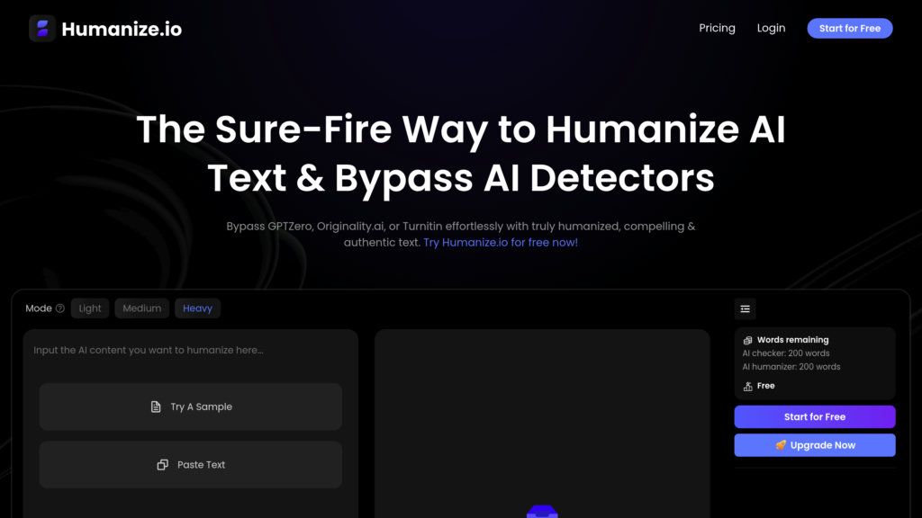 Humanize.io screenshot