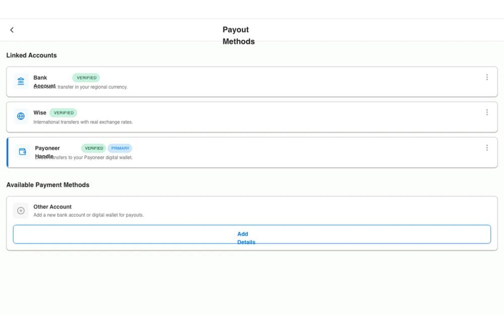 QA Refined Payout Methods - Native Implementation