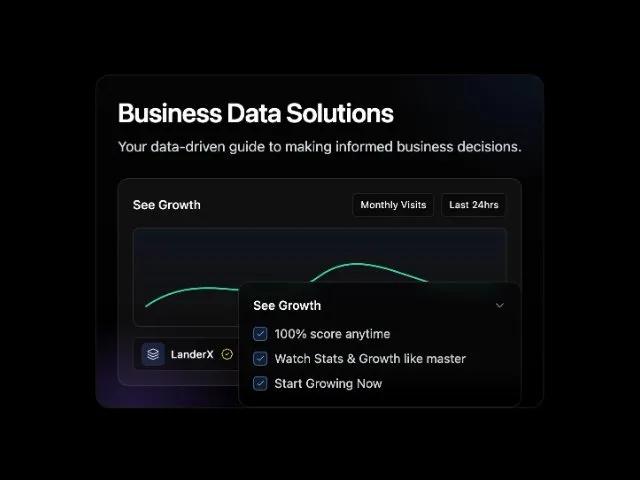 Dark Analytics Widget Card with SVG Growth Chart preview