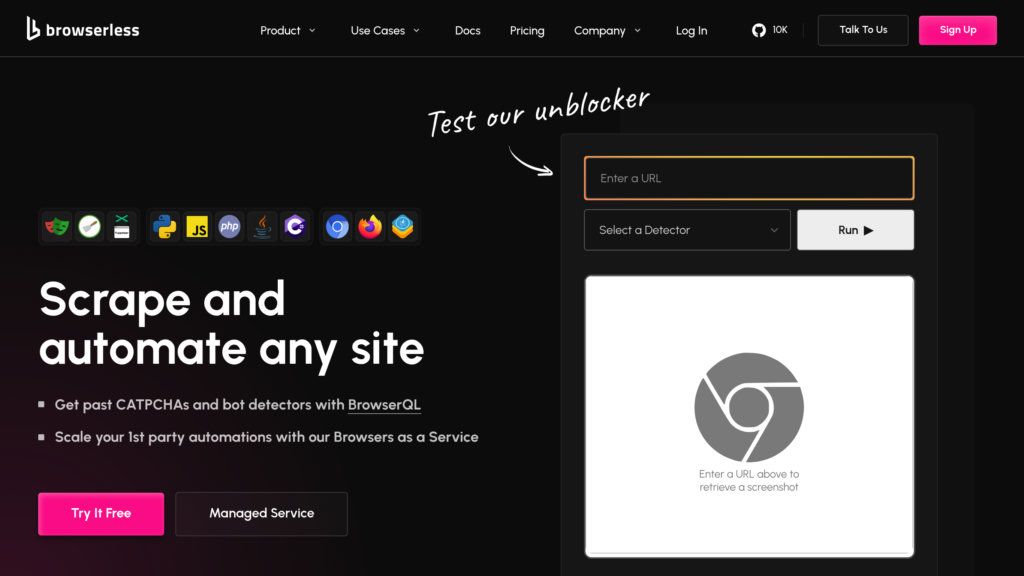 Browserless screenshot