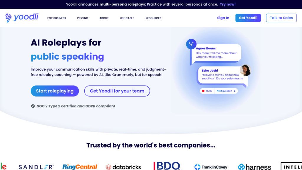 Yoodli AI screenshot