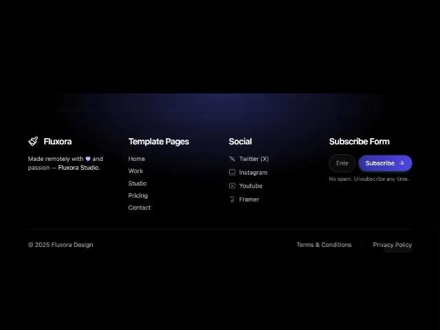 Responsive Tailwind Footer with Links & Subscribe Form preview