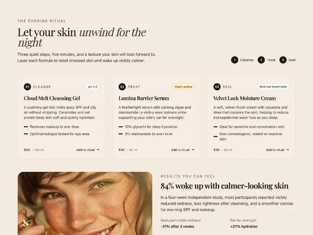 Evening Skincare Ritual Steps Section preview