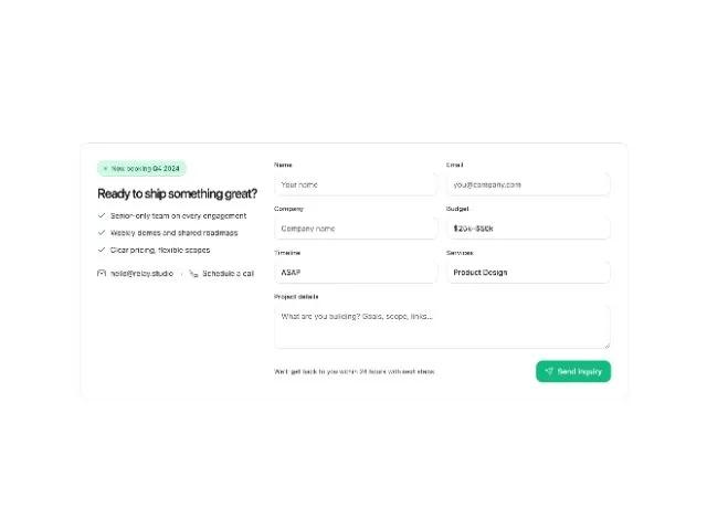 Responsive Contact & Inquiry Form Section preview