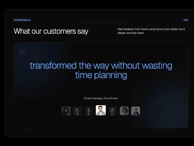 Interactive Testimonials Showcase Section preview