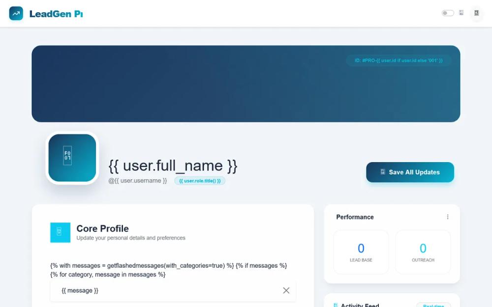 LeadGen Pro Dashboard - Simplified Layout