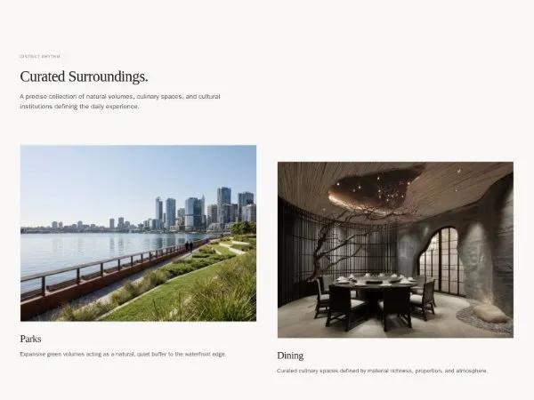 District Features Grid Section with Image Hover preview