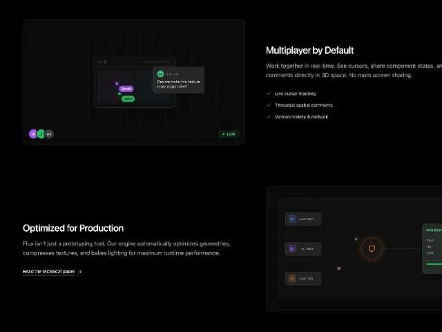3D Collaborative Features Section with Animated UI preview