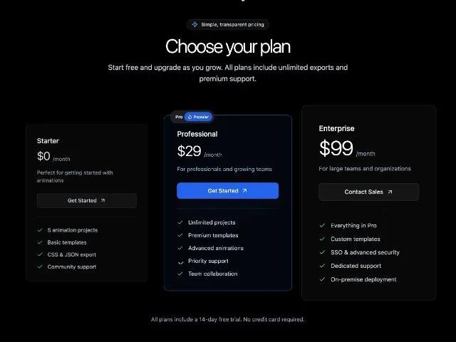 Responsive 3-Tier Pricing Cards Section (Tailwind) preview