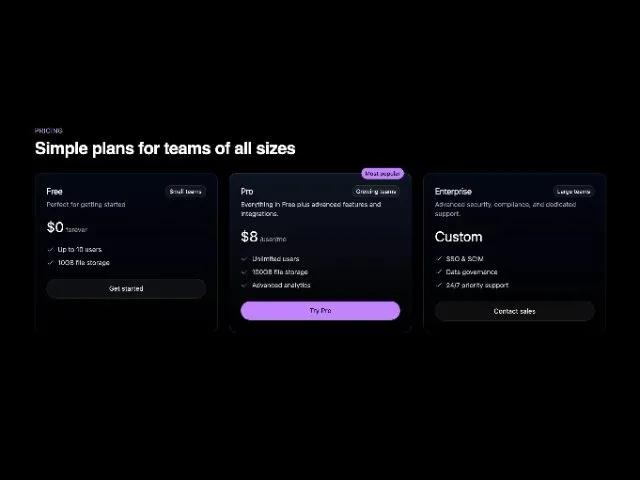 Responsive Pricing Plans Section preview