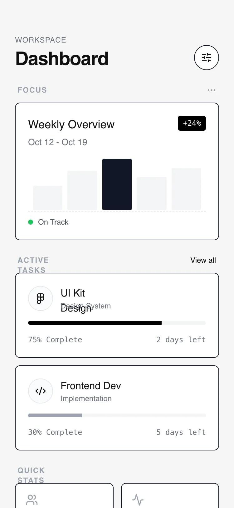 Modular Card Dashboard