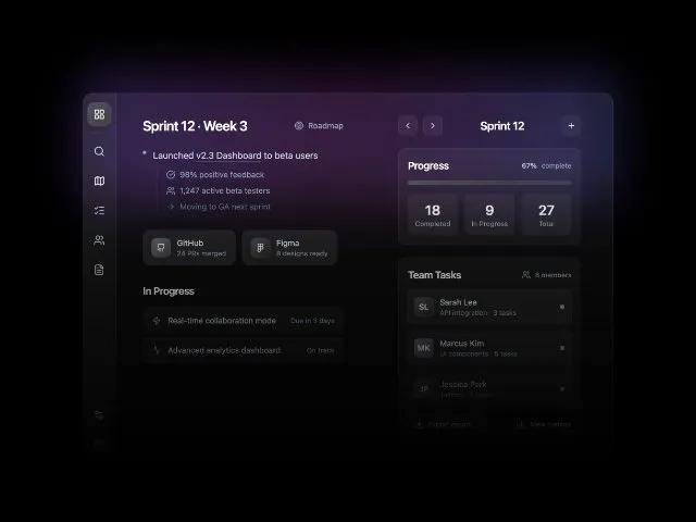 Agile Sprint Management Dashboard with Sidebar preview