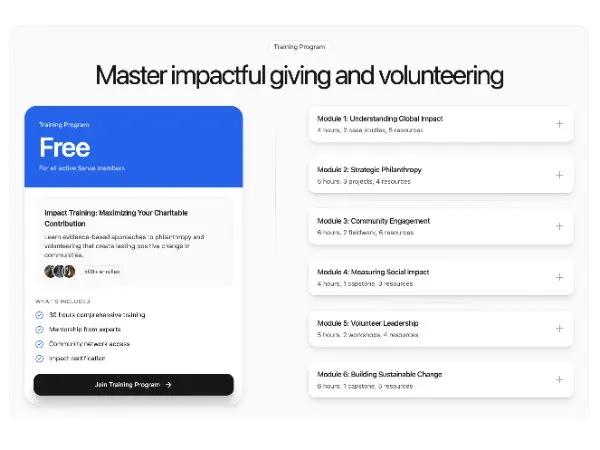 Animated Course Overview Section with Pricing & Modules preview