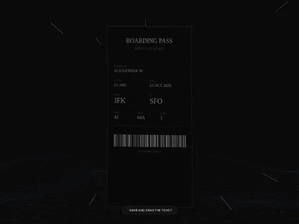 Interactive 3D Boarding Pass Ticket Scene preview