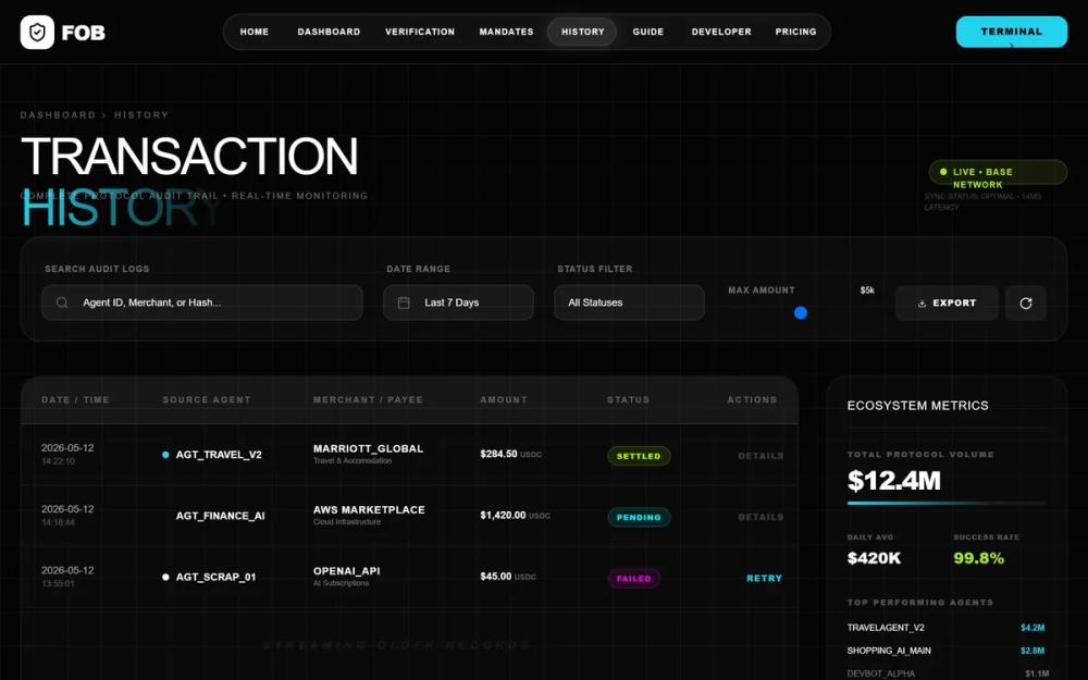 FOB Transaction History | Protocol Audit Ledger