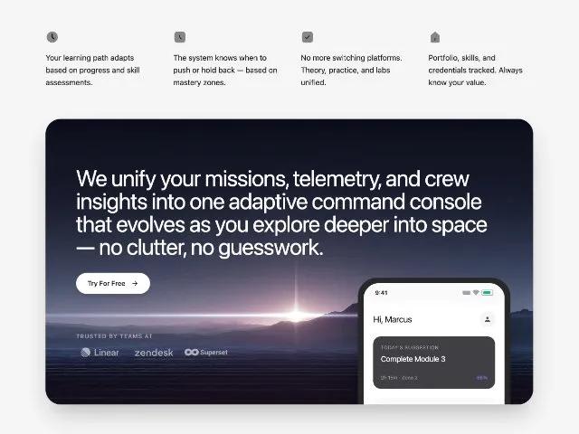 Feature Grid with CTA Card and App Preview preview