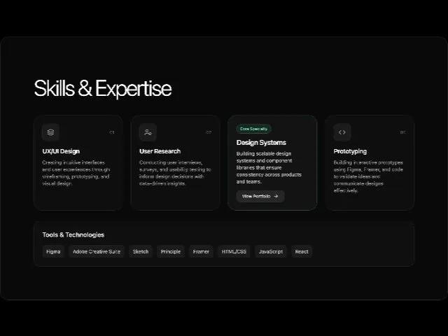 Interactive Skills & Expertise Cards Section preview
