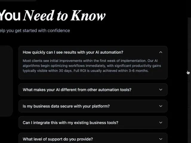 FAQ Section with Accordion & Support CTA preview