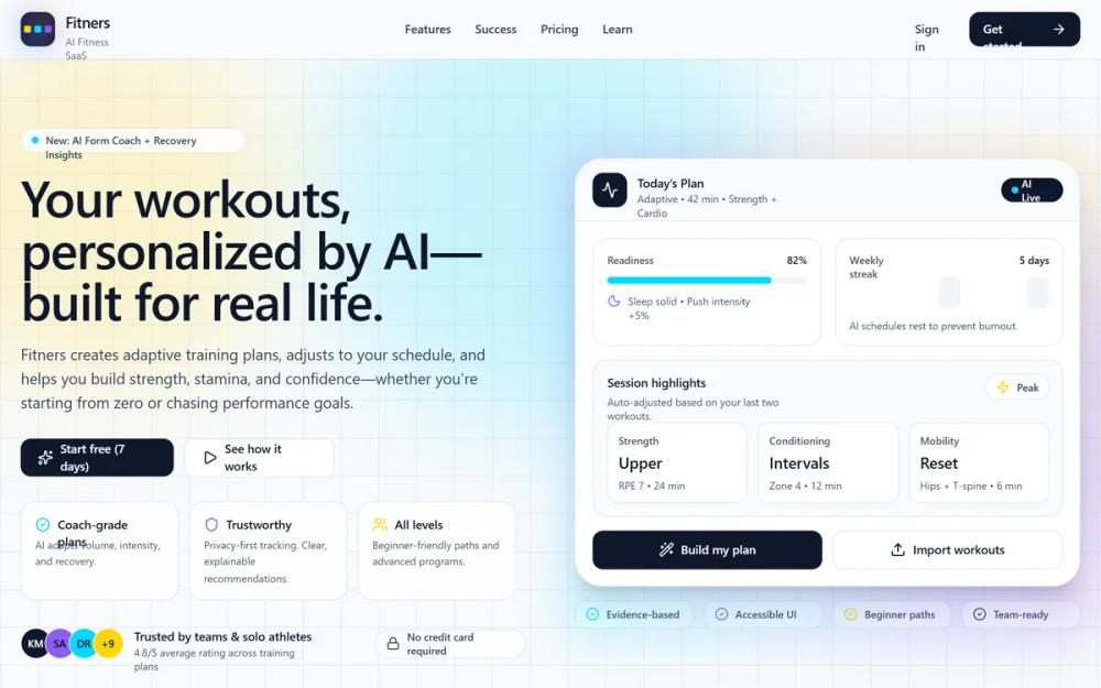 Fitners — AI Fitness SaaS Homepage