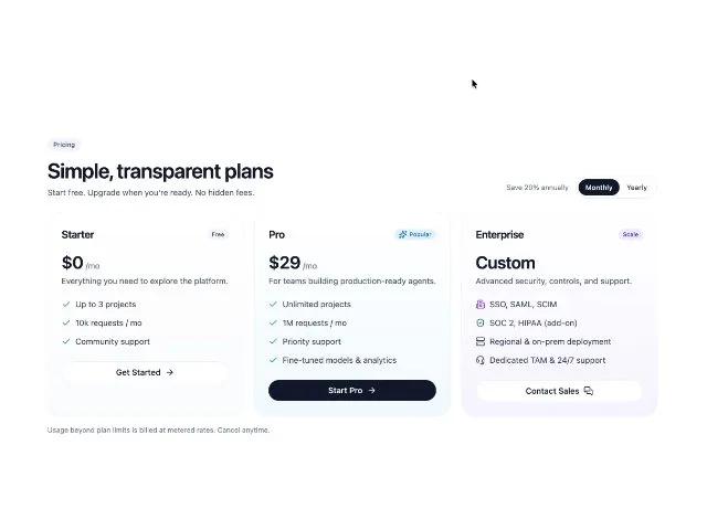Pricing Section preview
