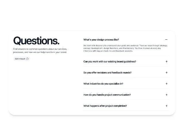 Interactive FAQ Accordion Section (Tailwind) preview