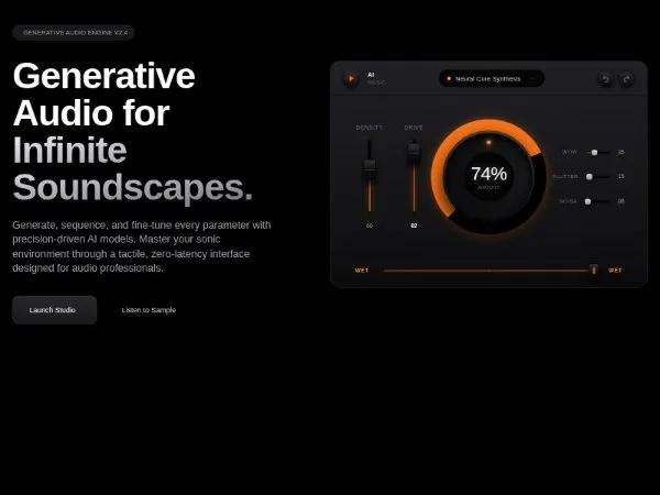 Generative Audio Hero with Interactive Synth UI preview