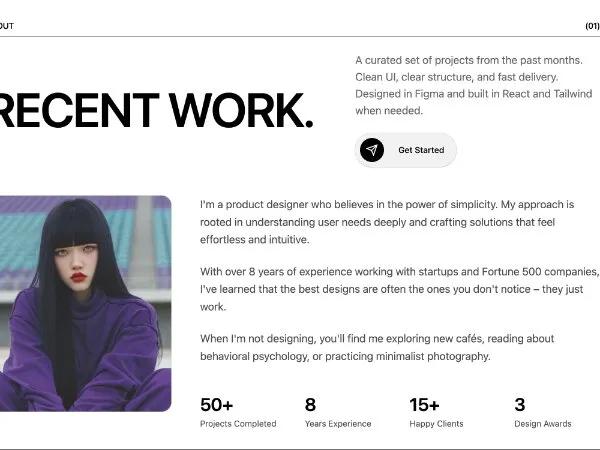 Portfolio About Section with Stats & CTA preview