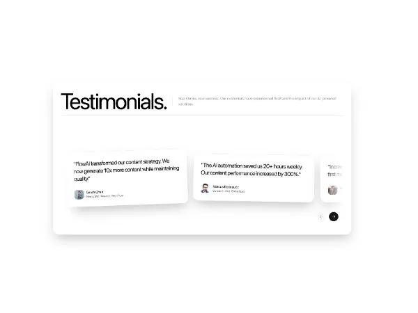 Animated Testimonials Carousel Section preview