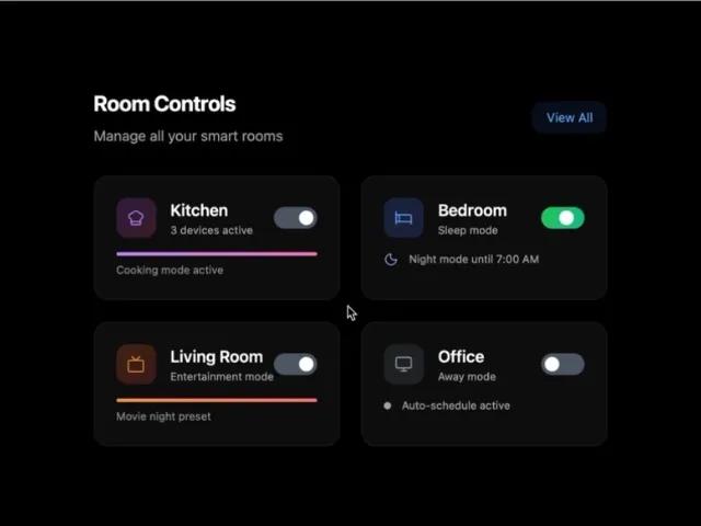 Smart Home Room Control Dashboard Card preview