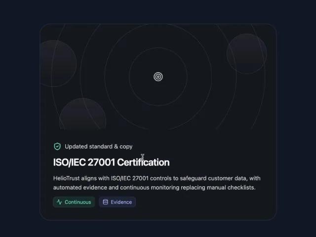 Security Certification Info Card with Radar Visual preview
