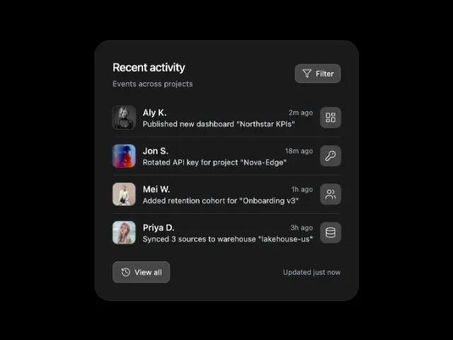 Recent Activity Feed Card (Tailwind) preview