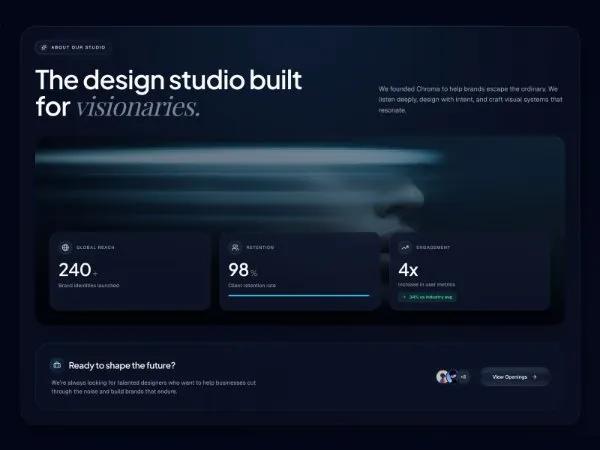 About Studio Hero Section with Stats & CTA preview