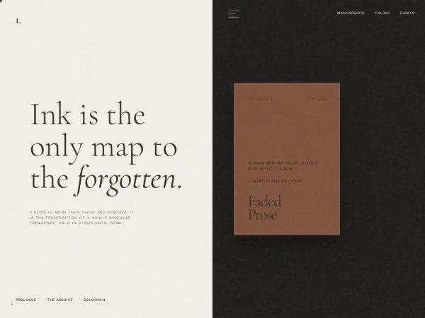 Literary Split Hero with Custom Cursor preview