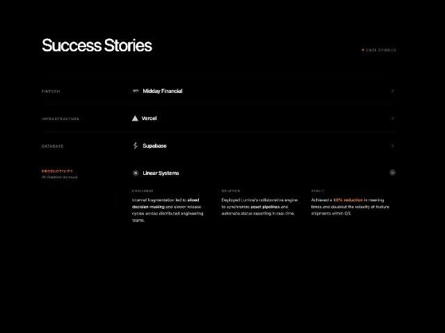 Success Stories Case Study List with Expanded Detail preview