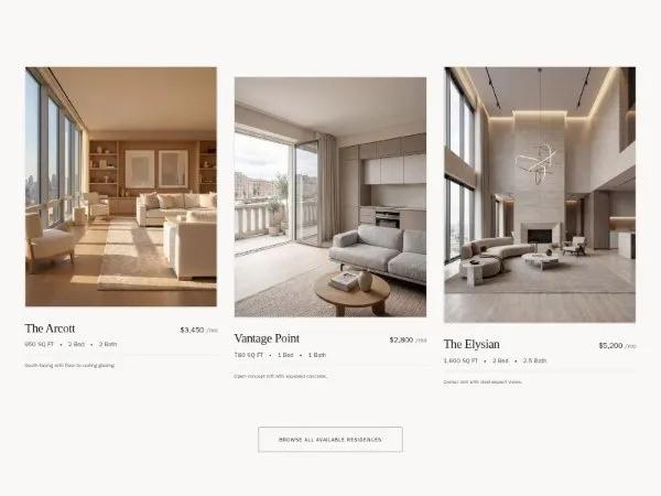 Real Estate Residence Cards Grid Section preview