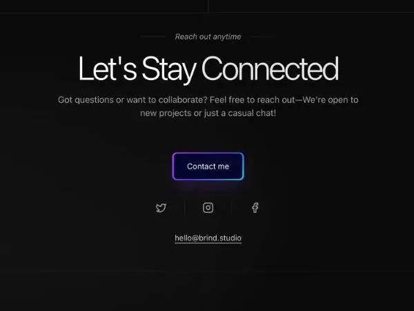 Animated Contact Section with CTA & Social Links preview