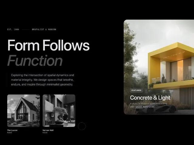 Architect Portfolio Hero with Featured Project preview