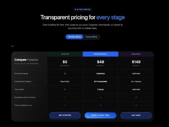 Interactive Pricing Table with Plan Comparison preview