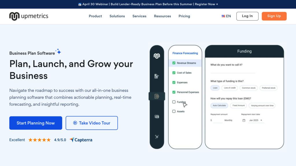 Upmetrics screenshot
