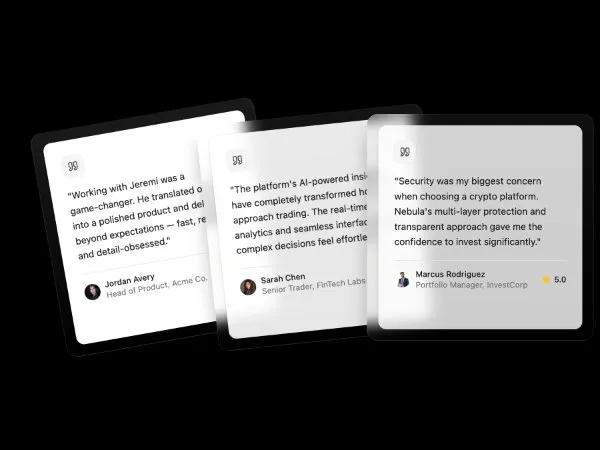 Interactive Glassmorphism Testimonial Stack preview