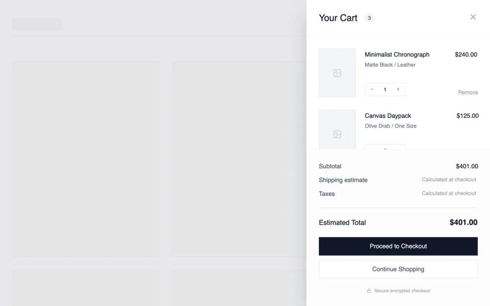 Cart Drawer- Essential Slide in