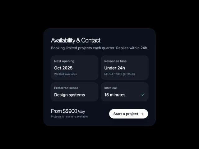 Freelancer Availability & Contact Card preview