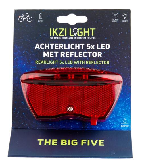 IkziLight batteribaglygte med 5x LED og refleks – 80 mm: