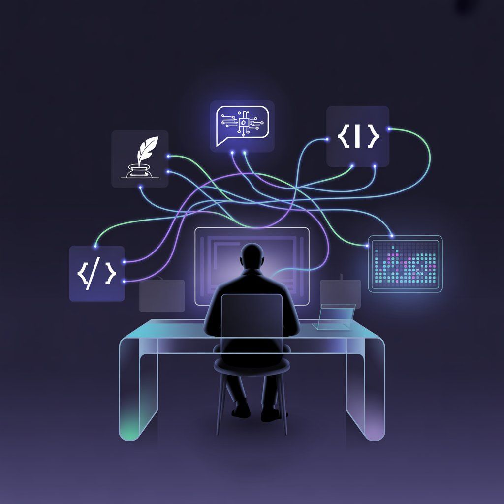 Entrepreneur using AI tools to start and grow a business in 2026 without technical skills