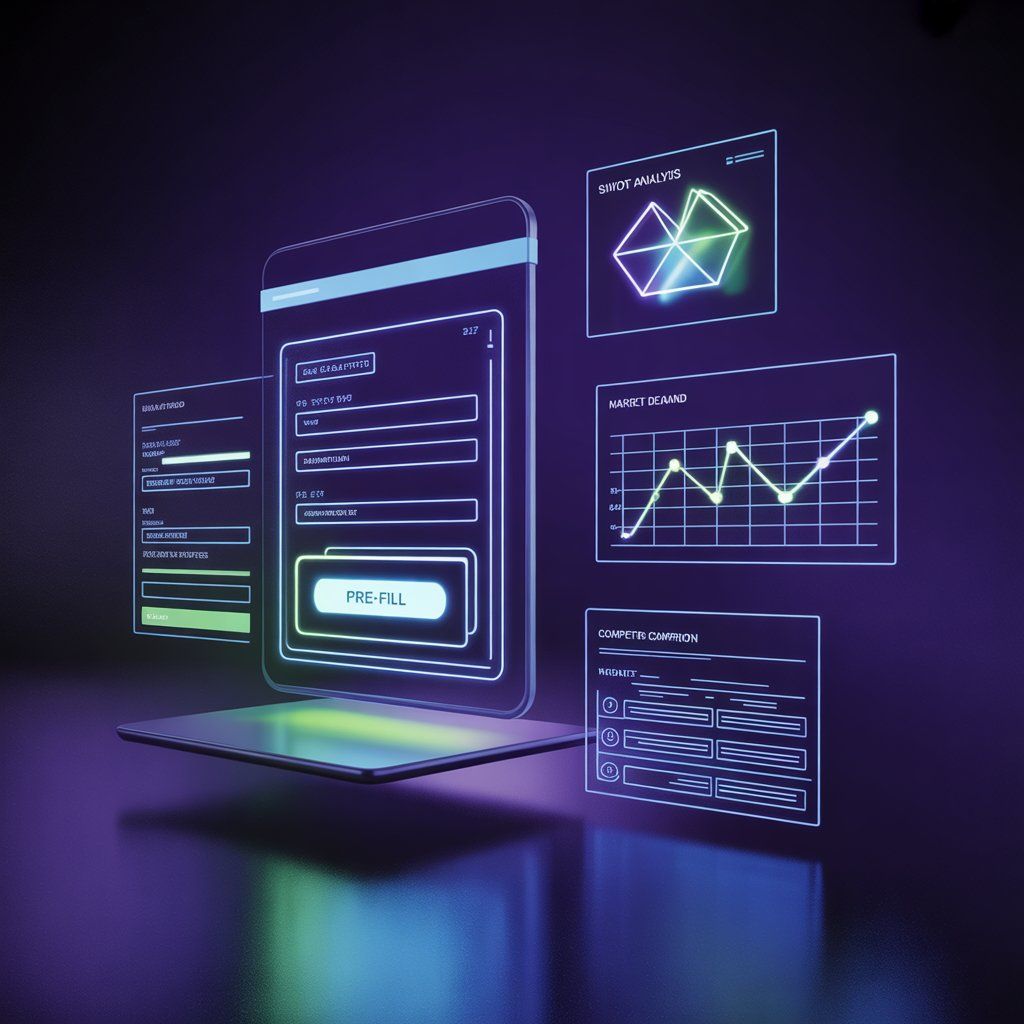 Step by step guide showing how to use Idea Magnify tool to validate a business idea with pre-fill feature