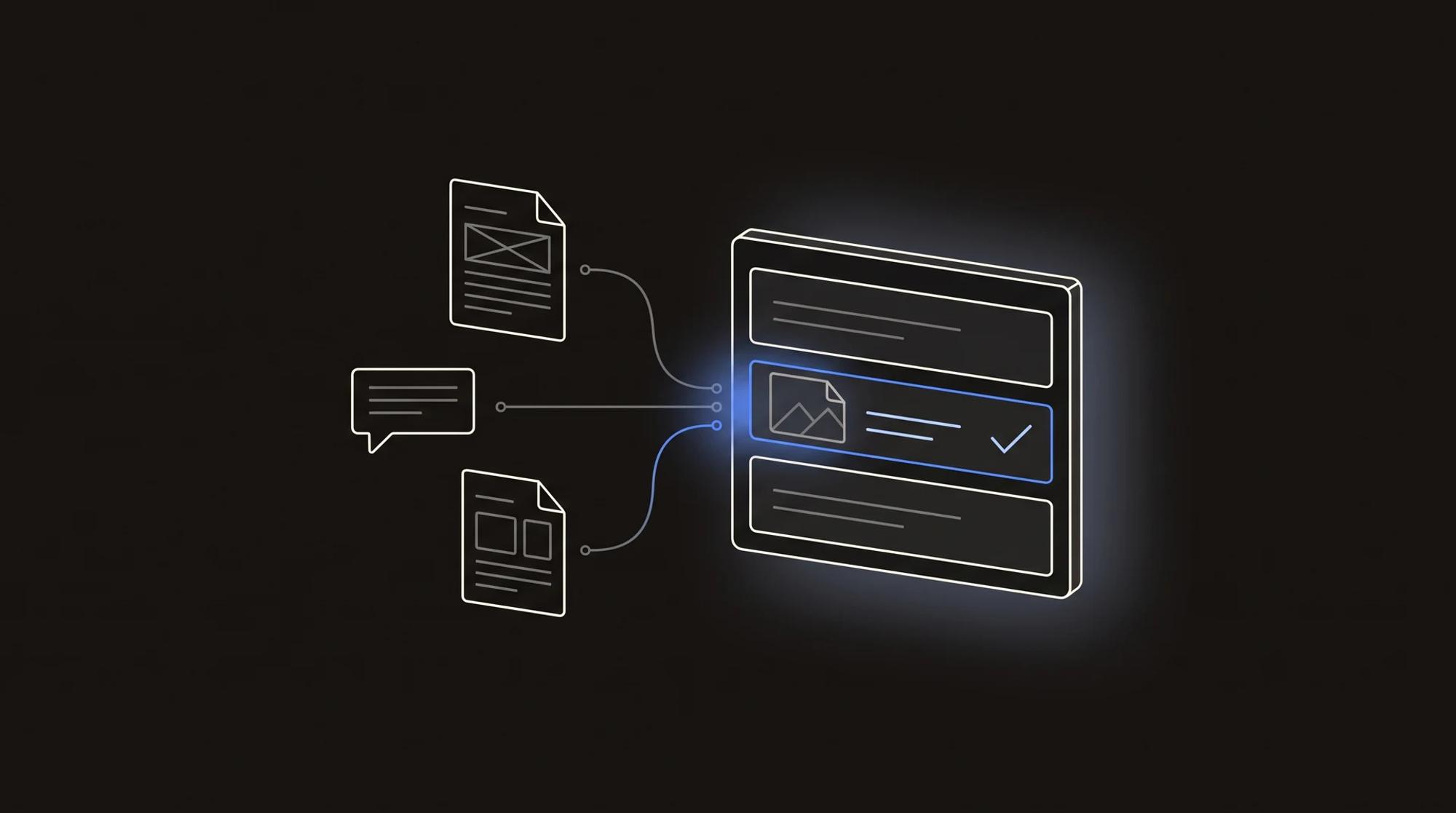 Documentos y comentarios dispersos que se organizan en un portal de cliente.