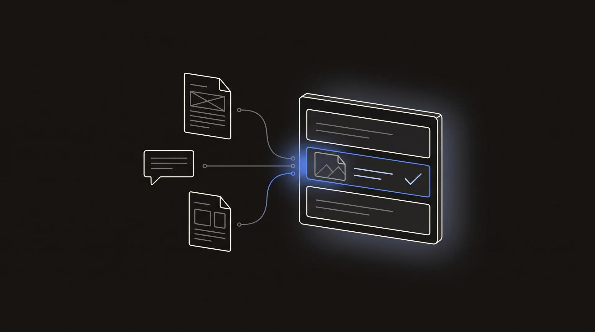 Documentos y comentarios dispersos que se organizan en un portal de cliente.