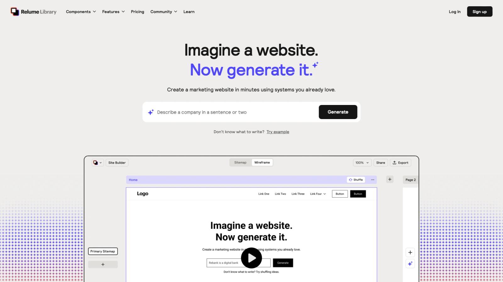 Relume AI - Generate sitemaps and wireframes with a prompt