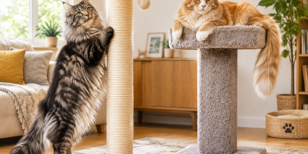 Best Cat Scratching Posts for Large Cats 2026: Extra-Tall Sisal vs Carpet Models for Maine Coons and Heavy Breeds