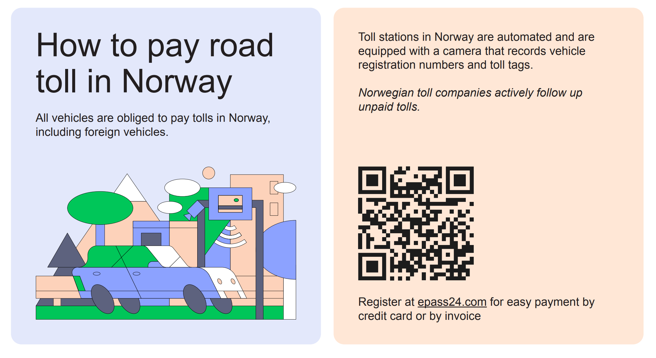How to pay road toll in Norway QR code